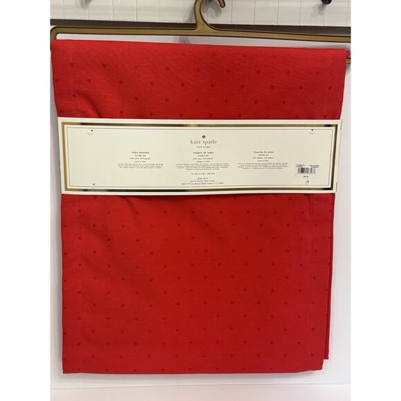 Kate Spade Larabee Dot Cranberry Red Table Runner 15" x 90" NEW - Picture 5 of 6